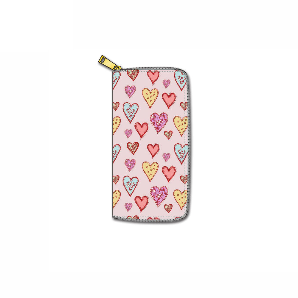Venta al por mayor Cartoon Love PU Cartera larga con cremallera